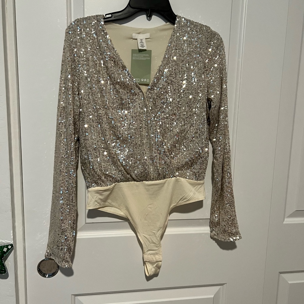 H&M Sequin Thong bodysuit size S - Picture 1 of 6